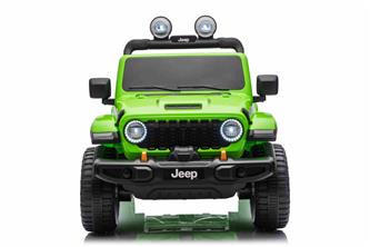 Jeep Wrangler Rubicon Elbil för barn 21,6V med lädersäte, gummihjul Grön-16