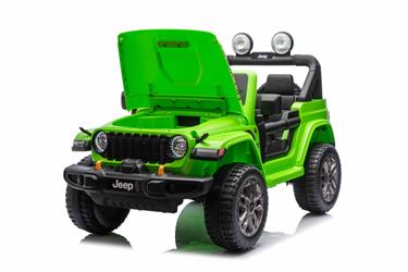 Jeep Wrangler Rubicon Elbil för barn 21,6V med lädersäte, gummihjul Grön-17