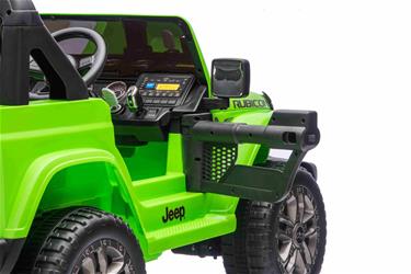 Jeep Wrangler Rubicon Elbil för barn 21,6V med lädersäte, gummihjul Grön-2