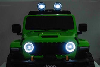Jeep Wrangler Rubicon Elbil för barn 21,6V med lädersäte, gummihjul Grön-9