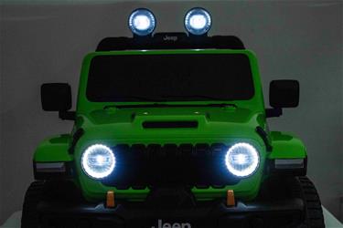 Jeep Wrangler Rubicon Elbil för barn 21,6V med lädersäte, gummihjul Grön-9