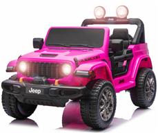 Jeep Wrangler Rubicon Elbil för barn 21,6V med lädersäte, gummihjul Rosa