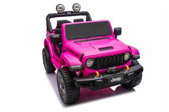 Jeep Wrangler Rubicon Elbil för barn 21,6V med lädersäte, gummihjul Rosa-12