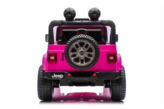 Jeep Wrangler Rubicon Elbil för barn 21,6V med lädersäte, gummihjul Rosa-13