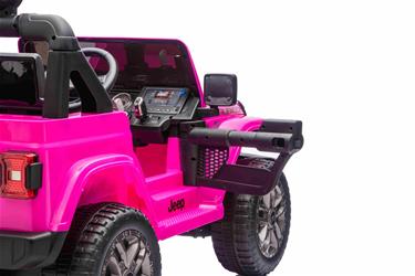 Jeep Wrangler Rubicon Elbil för barn 21,6V med lädersäte, gummihjul Rosa-6