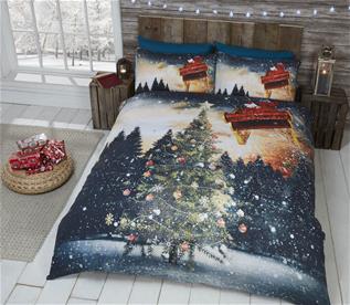  Juletræ Nordlys Sängkläder med glitter till dubbeltäcke 200x200 cm