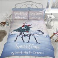 Jultomten ”Santa’s Coming to Town” sängkläder för dubbeltäcke, 220x230 cm