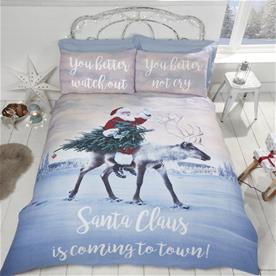 Jultomten ”Santa’s Coming to Town” sängkläder för dubbeltäcke, 220x230 cm