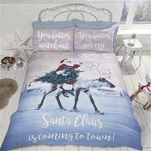 Jultomten ”Santa’s Coming to Town” sängkläder för dubbeltäcke, 220x230 cm