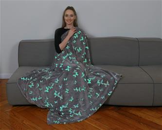 KANGURU Fjärilar Glow-in-Dark Pläd  130 x 150 cm-3