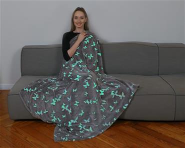 KANGURU Fjärilar Glow-in-Dark Pläd  130 x 150 cm-3