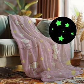KANGURU Peanuts Glow-in-Dark Pläd Pink 130 x 150 cm