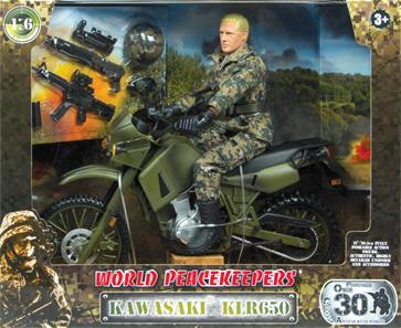 Kawasaki KLR 650 Militär MC 1:6 med figur 30,5cm-2