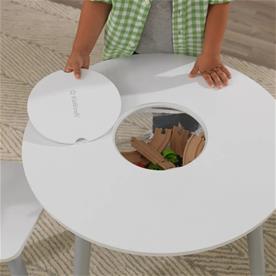 Kidkraft Runt lekbord med 2 stolar och förvaring, Grå/vitt-2