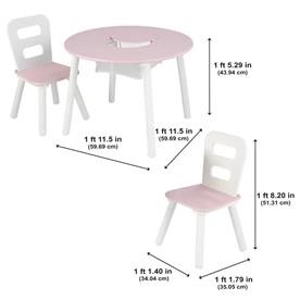 Kidkraft Runt lekbord med 2 stolar och förvaring, rosa/vitt-4