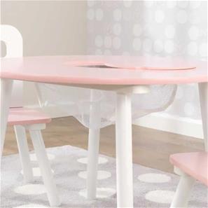 Kidkraft Runt lekbord med 2 stolar och förvaring, rosa/vitt-5