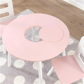 Kidkraft Runt lekbord med 2 stolar och förvaring, rosa/vitt-6