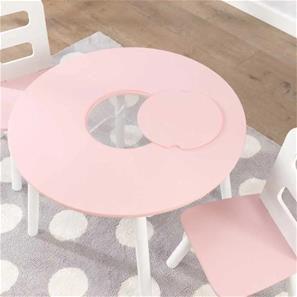 Kidkraft Runt lekbord med 2 stolar och förvaring, rosa/vitt-6