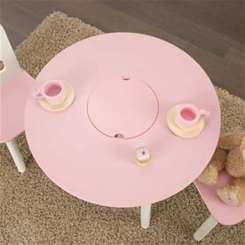 Kidkraft Runt lekbord med 2 stolar och förvaring, rosa/vitt-9
