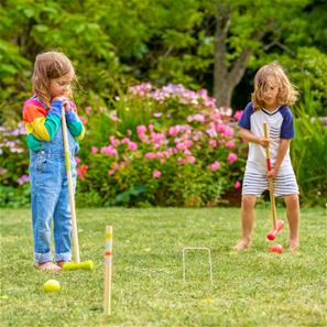 Krocket Set i Trä Familje trädgårdsspel-8