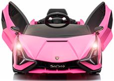 Lamborghini Sian elbil till barn 12v m/4xmotor, Gummihjul, 2.4G Pink