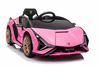 Lamborghini Sian elbil till barn 12v m/4xmotor, Gummihjul, 2.4G Pink-12