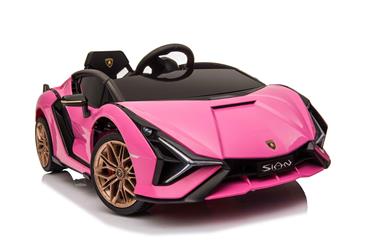 Lamborghini Sian elbil till barn 12v m/4xmotor, Gummihjul, 2.4G Pink-3