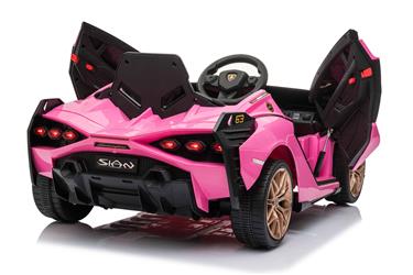 Lamborghini Sian elbil till barn 12v m/4xmotor, Gummihjul, 2.4G Pink-4