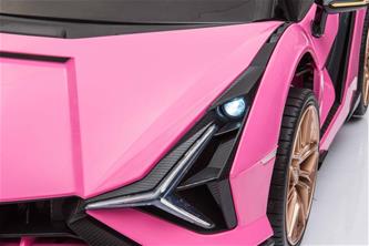 Lamborghini Sian elbil till barn 12v m/4xmotor, Gummihjul, 2.4G Pink-9