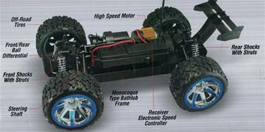 Land Buster High Speed 4WD Radiostyrd Bil, 25km/t 1:12 Blå-6
