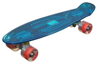 MCU-Sport Blå Transparent LED Skateboard m/LED LJUS + ABEC7