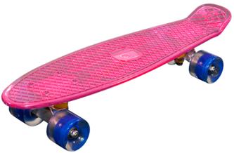 MCU-Sport Pink Transparent LED Skateboard m/LED Ljus + ABEC7