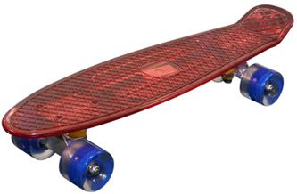 MCU-Sport Röd Transparent LED Skateboard m/LED Ljus + ABEC7