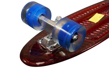 MCU-Sport Röd Transparent LED Skateboard m/LED Ljus + ABEC7-4