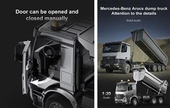 Mercedes-benz Arocs fjärrstyrd dumper i aluminiumlegering 1:20-2