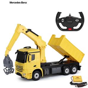 Mercedes-Benz Arocs Radiostyrd Lastbil med kran 2.4G, Gul-3