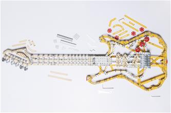 Metalcraft DIY 3D gitarr gul metall byggsats-3