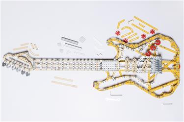 Metalcraft DIY 3D gitarr gul metall byggsats-3