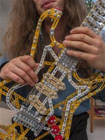 Metalcraft DIY 3D gitarr gul metall byggsats-5