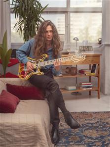 Metalcraft DIY 3D gitarr gul metall byggsats-6