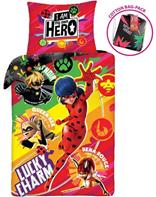 Miraculous Ladybug ”Lucky Charm” sängkläder inkl. ryggsäck, 100 % bomull