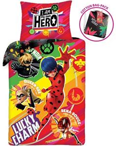 Miraculous Ladybug ”Lucky Charm” sängkläder inkl. ryggsäck, 100 % bomull