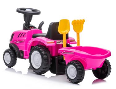 New Holland T7 Gå-Traktor med Trailer och verktyg, Pink-3