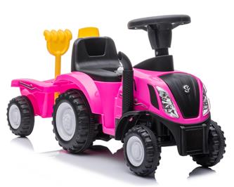 New Holland T7 Gå-Traktor med Trailer och verktyg, Pink-5