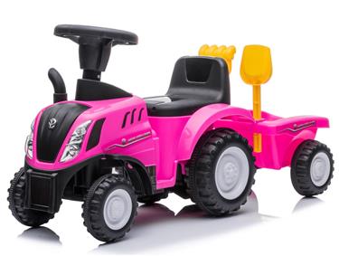 New Holland T7 Gå-Traktor med Trailer och verktyg, Pink-7