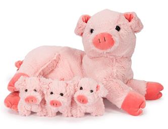 Noxxiez Gosedjursfamilj – Mamma Gris med 3 Kultingar – 50 cm