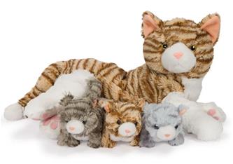 Noxxiez Gosedjursfamilj – Mamma Katt med 3 Kattungar – 50 cm