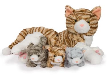 Noxxiez Gosedjursfamilj – Mamma Katt med 3 Kattungar – 50 cm