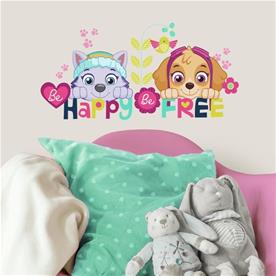 Paw Patrol Skye och Everest Be Happy Wallstickers