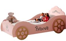 Pinky Princess bilsäng i trä för barn